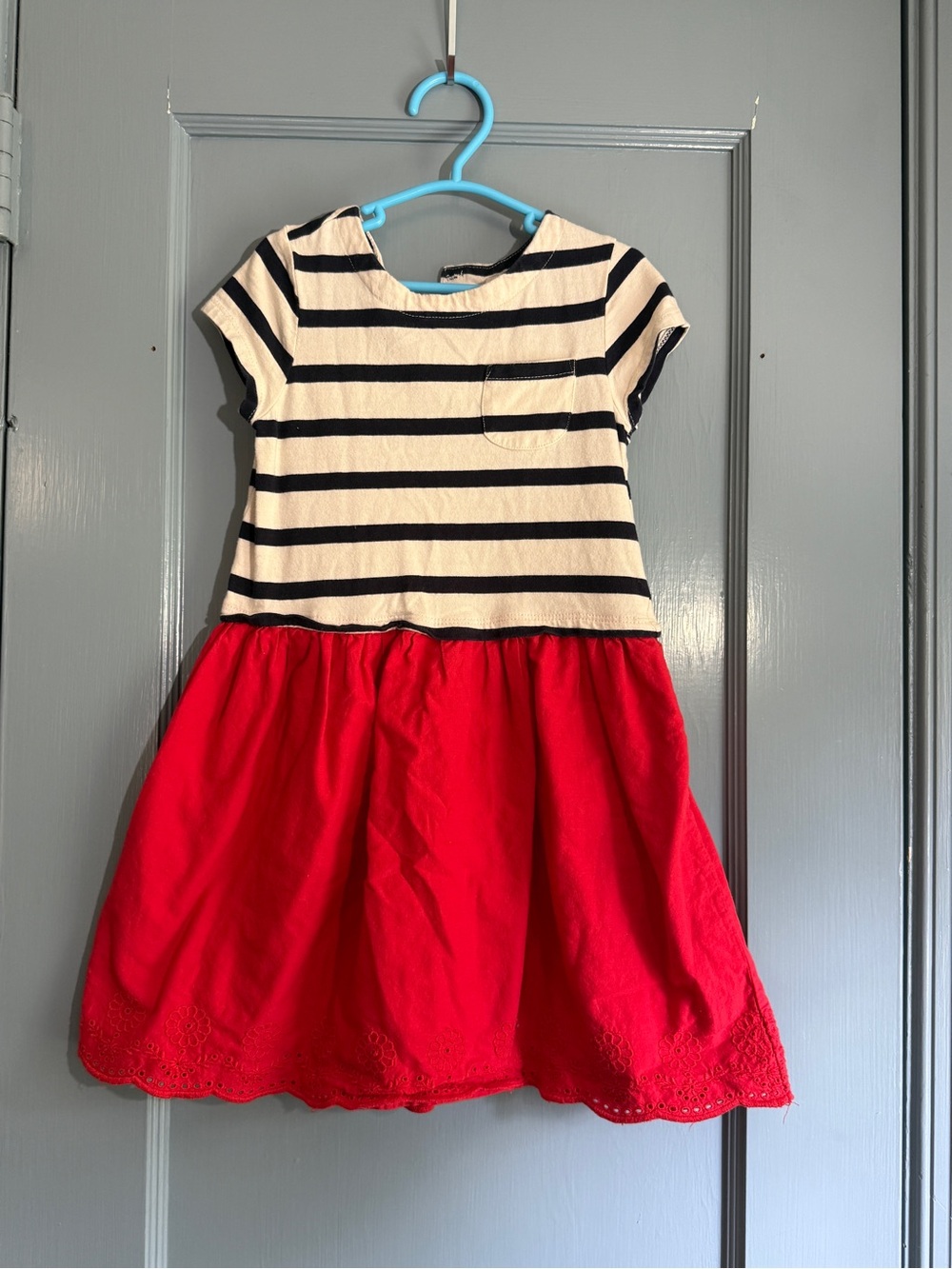 Striped Top with Red Skirt Kids Dress